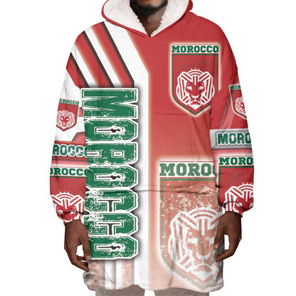 Morocco Soccer Wearable Blanket Hoodie Atlas Lions Football - Road To Champion