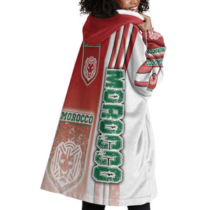 Morocco Soccer Wearable Blanket Hoodie Atlas Lions Football - Road To Champion