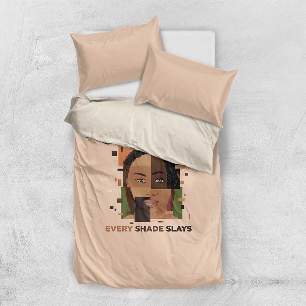 Melanin Every Shade Slays Bedding Set Afro Women