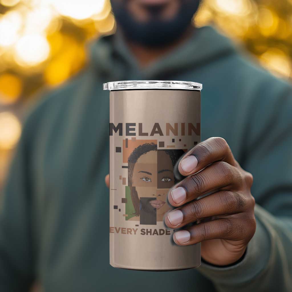 Melanin Every Shade Slays 4 in 1 Can Cooler Tumbler Afro Women