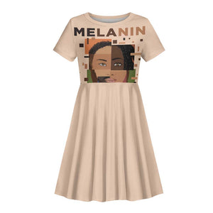 Melanin Every Shade Slays Kid Short Sleeve Dress Afro Women