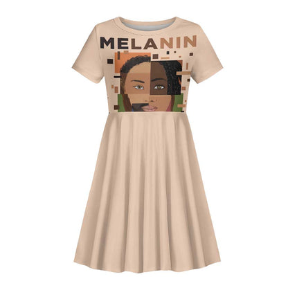 Melanin Every Shade Slays Kid Short Sleeve Dress Afro Women