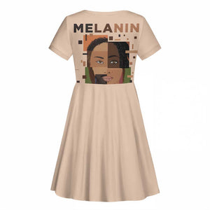 Melanin Every Shade Slays Kid Short Sleeve Dress Afro Women