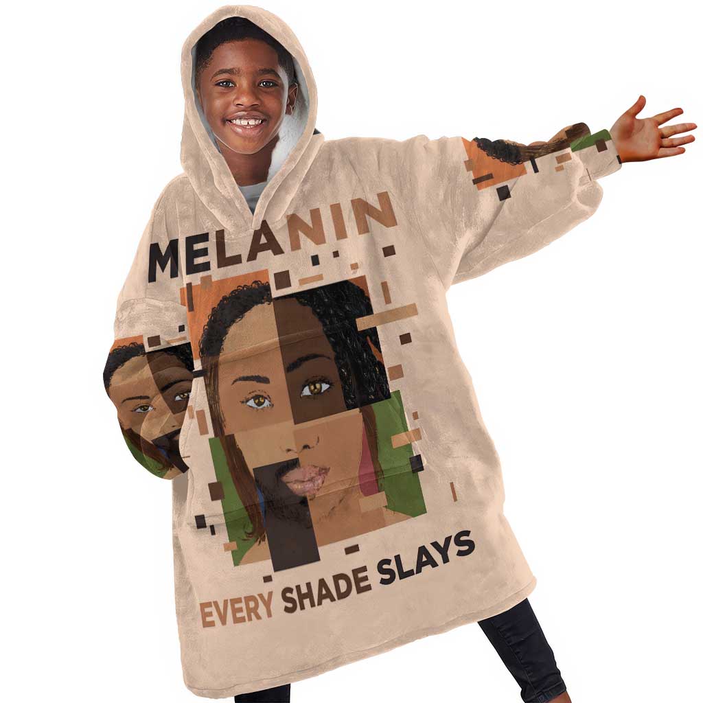 Melanin Every Shade Slays Kid Wearable Blanket Hoodie Afro Women