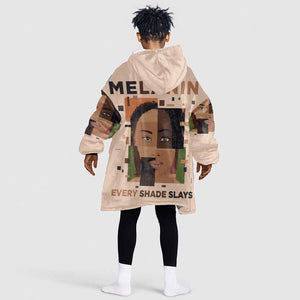 Melanin Every Shade Slays Kid Wearable Blanket Hoodie Afro Women
