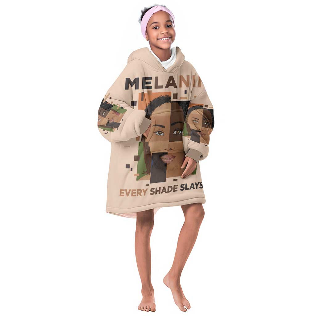 Melanin Every Shade Slays Kid Wearable Blanket Hoodie Afro Women