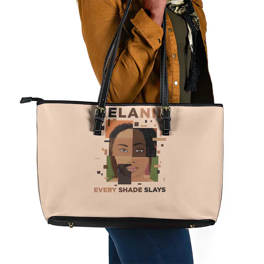 Melanin Every Shade Slays Leather Tote Bag Afro Women