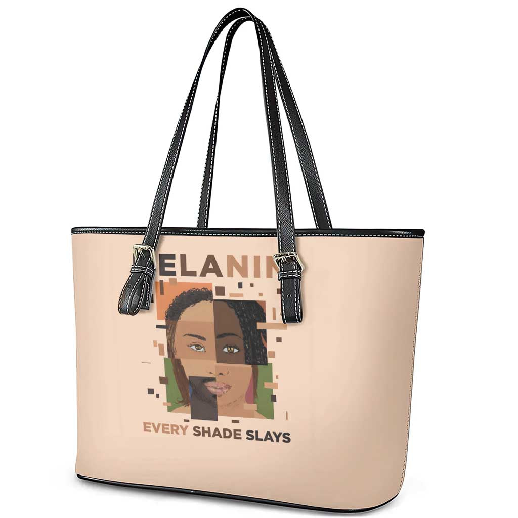 Melanin Every Shade Slays Leather Tote Bag Afro Women