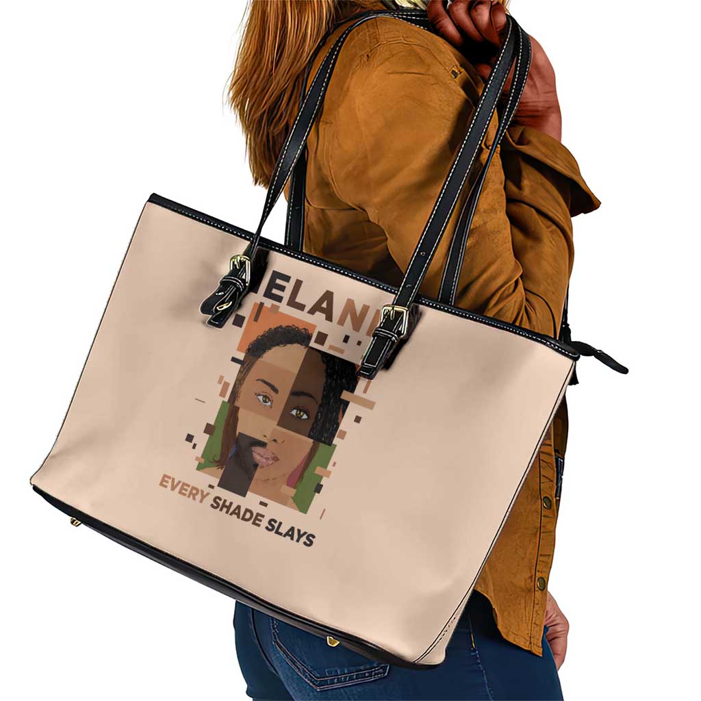 Melanin Every Shade Slays Leather Tote Bag Afro Women