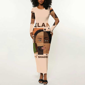 Melanin Every Shade Slays Long Sleeve Bodycon Dress Afro Women DT03