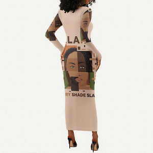 Melanin Every Shade Slays Long Sleeve Bodycon Dress Afro Women DT03