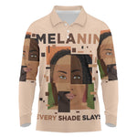 Melanin Every Shade Slays Long Sleeve Polo Shirt Afro Women