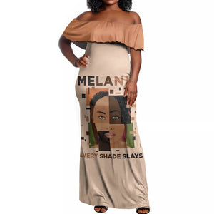 Melanin Every Shade Slays Off Shoulder Maxi Dress Afro Women