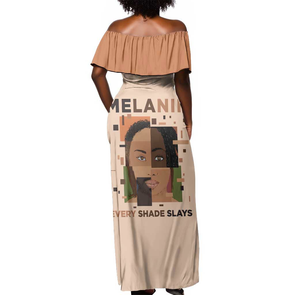 Melanin Every Shade Slays Off Shoulder Maxi Dress Afro Women