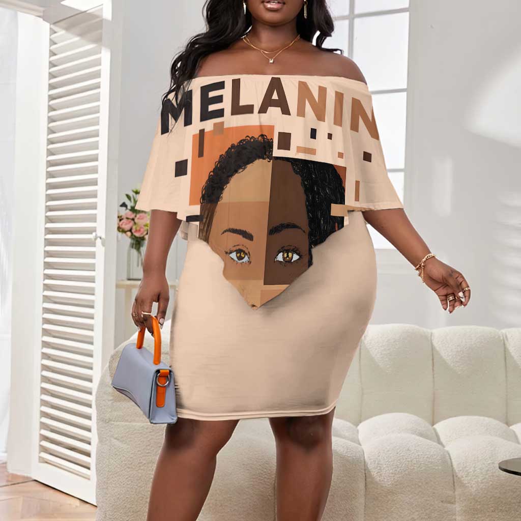 Melanin Every Shade Slays Off Shoulder Short Dress Afro Women