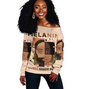 Melanin Every Shade Slays Off Shoulder Sweater Afro Women