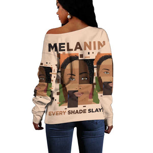 Melanin Every Shade Slays Off Shoulder Sweater Afro Women