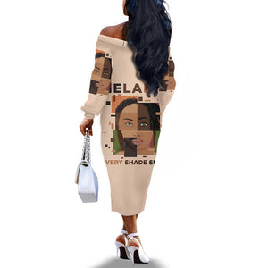 Melanin Every Shade Slays Off The Shoulder Long Sleeve Dress Afro Women