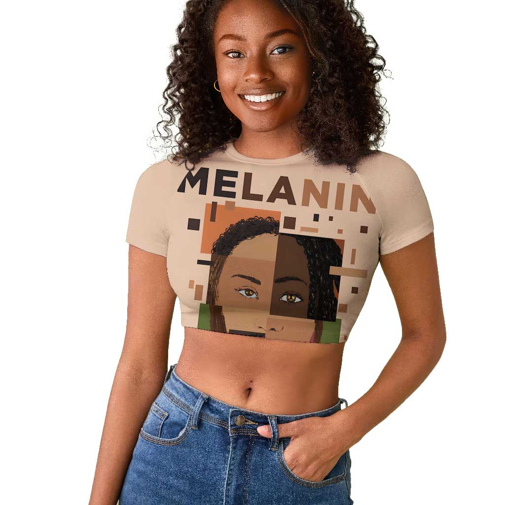 Melanin Every Shade Slays Raglan Cropped T shirt Afro Women
