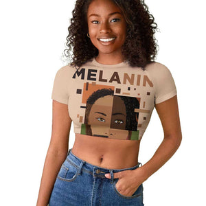 Melanin Every Shade Slays Raglan Cropped T shirt Afro Women