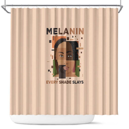 Melanin Every Shade Slays Shower Curtain Afro Women