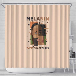 Melanin Every Shade Slays Shower Curtain Afro Women