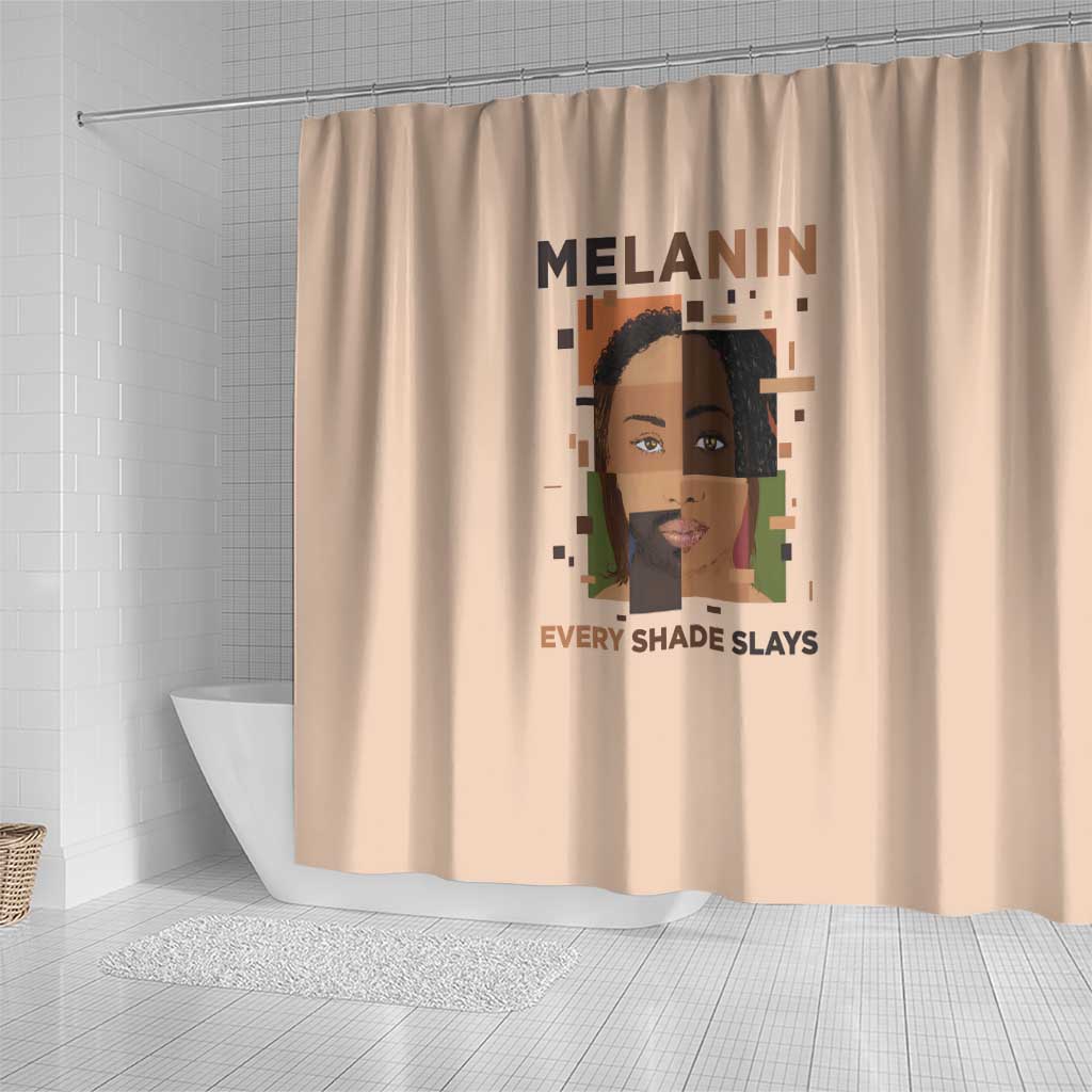 Melanin Every Shade Slays Shower Curtain Afro Women