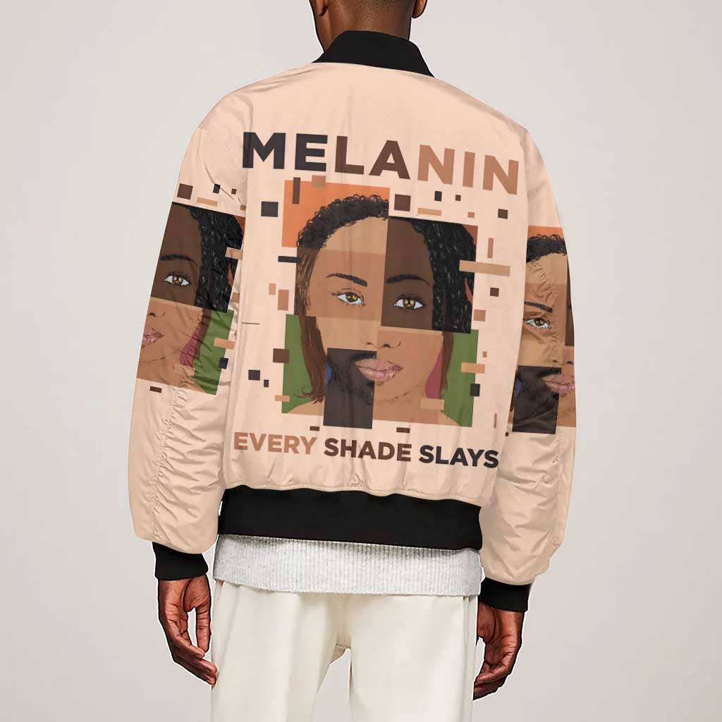 Melanin Every Shade Slays Sleeve Zip Bomber Jacket Afro Women