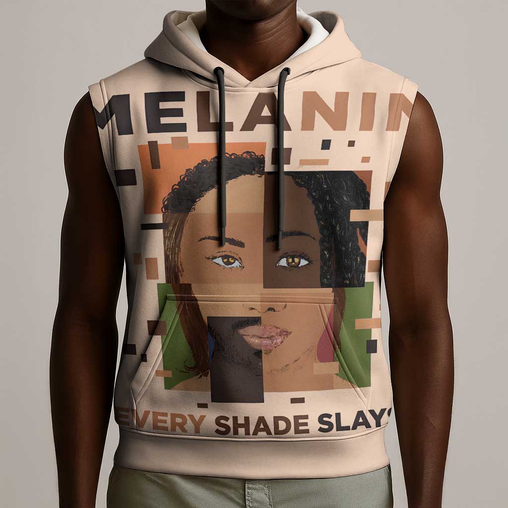 Melanin Every Shade Slays Sleeveless Hoodie Afro Women - African Pride
