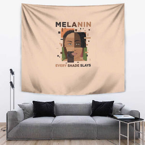 Melanin Every Shade Slays Tapestry Afro Women