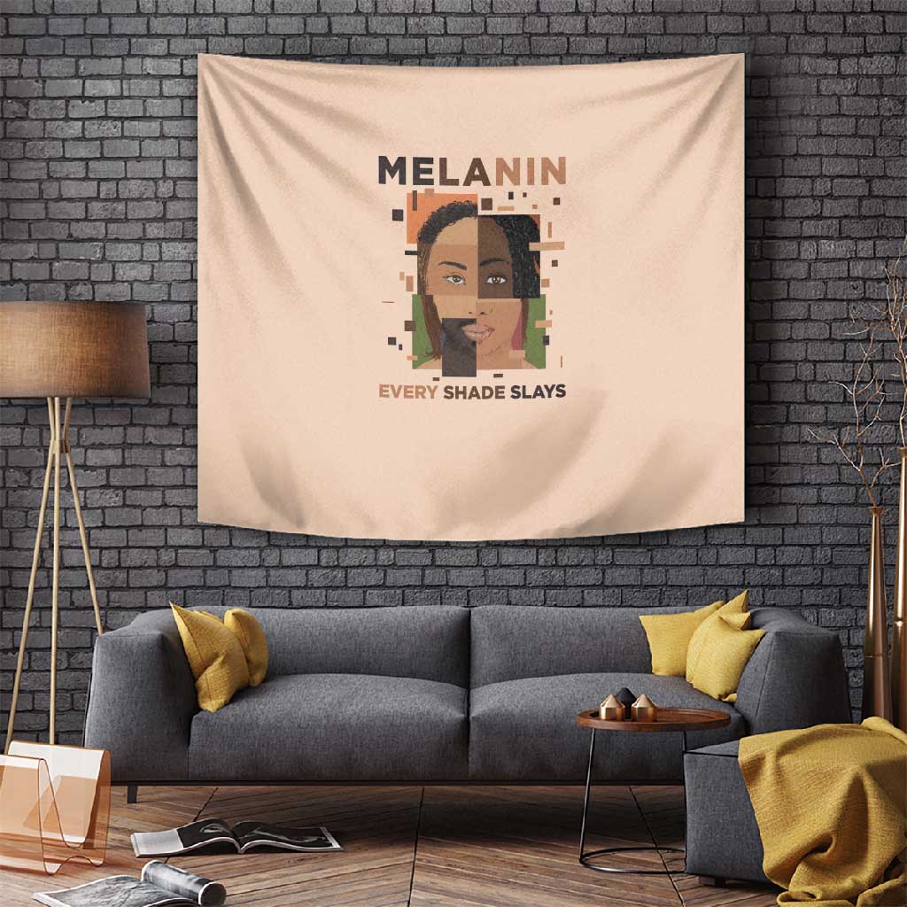 Melanin Every Shade Slays Tapestry Afro Women