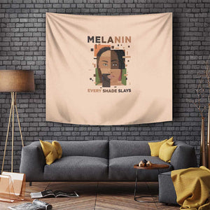 Melanin Every Shade Slays Tapestry Afro Women