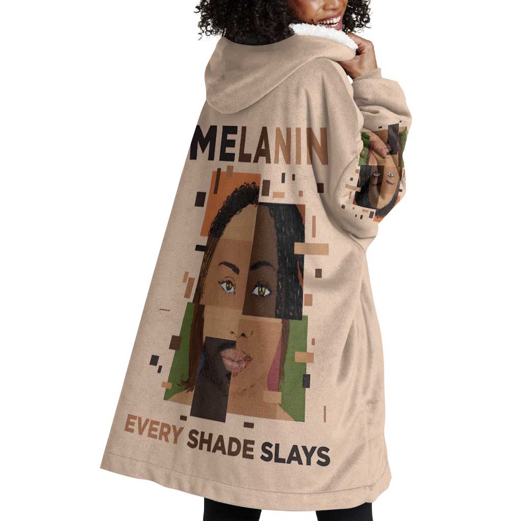Melanin Every Shade Slays Wearable Blanket Hoodie Afro Women