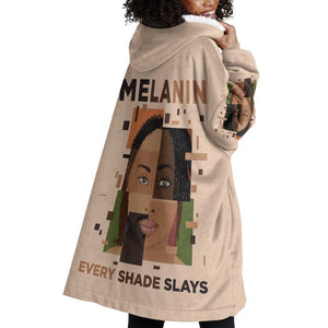 Melanin Every Shade Slays Wearable Blanket Hoodie Afro Women