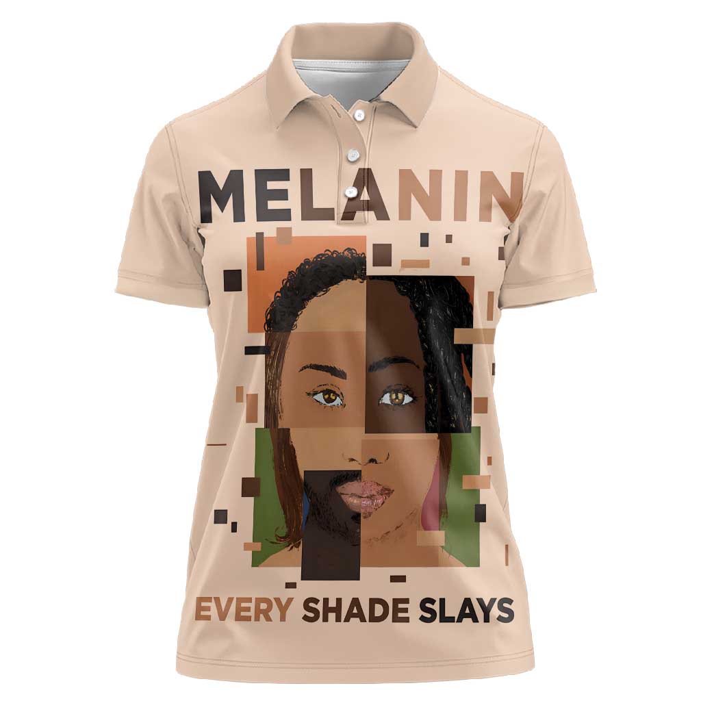 Melanin Every Shade Slays Women Polo Shirt Afro Women