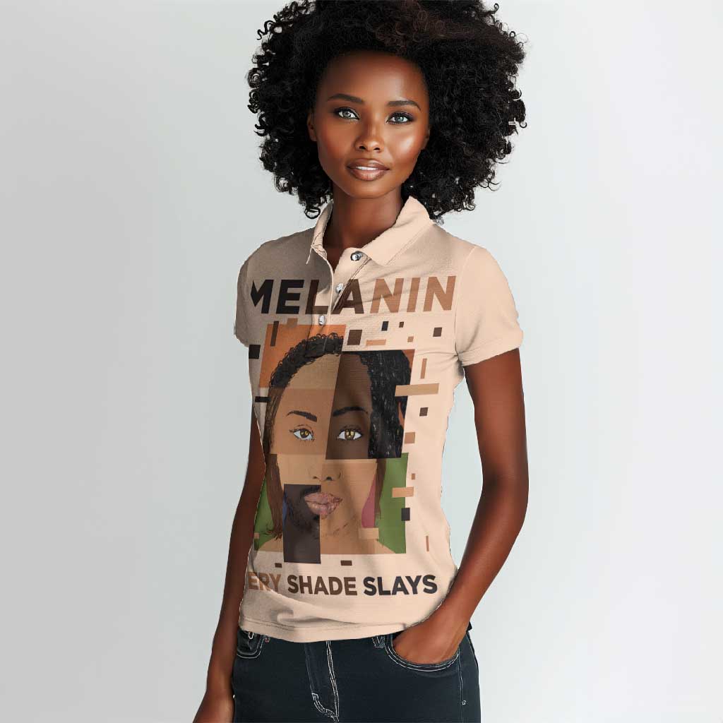 Melanin Every Shade Slays Women Polo Shirt Afro Women