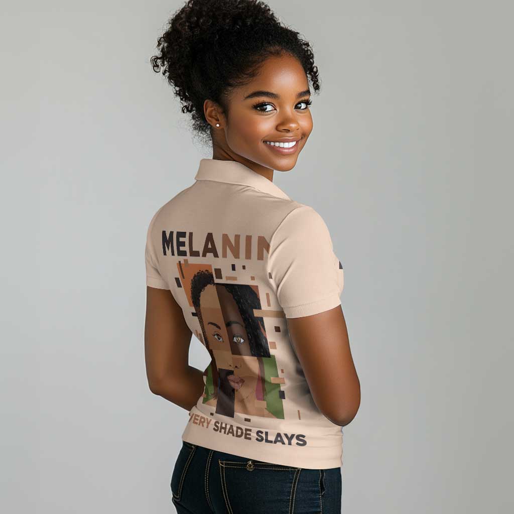 Melanin Every Shade Slays Women Polo Shirt Afro Women