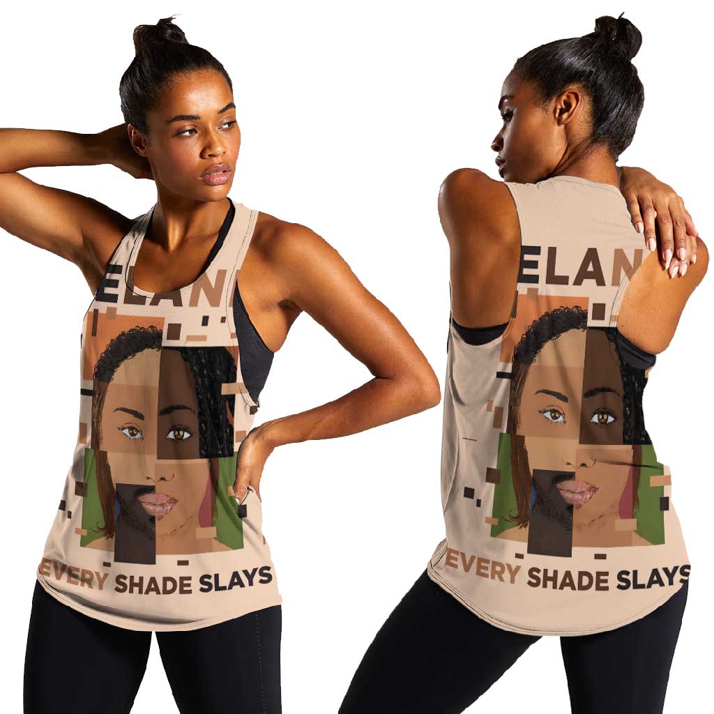 Melanin Every Shade Slays Women Racerback Tank Afro Women