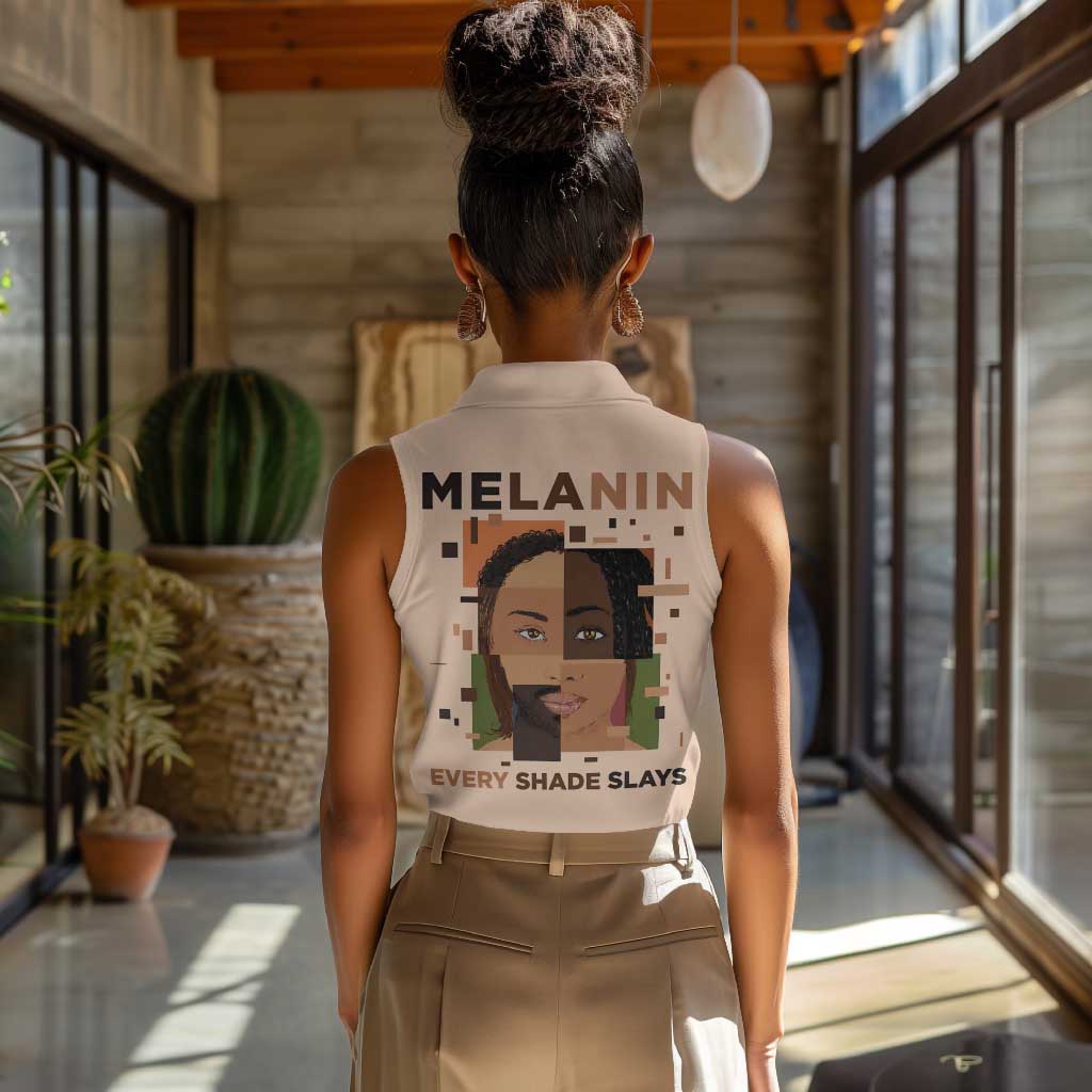 Melanin Every Shade Slays Women Sleeveless Polo Shirt Afro Women