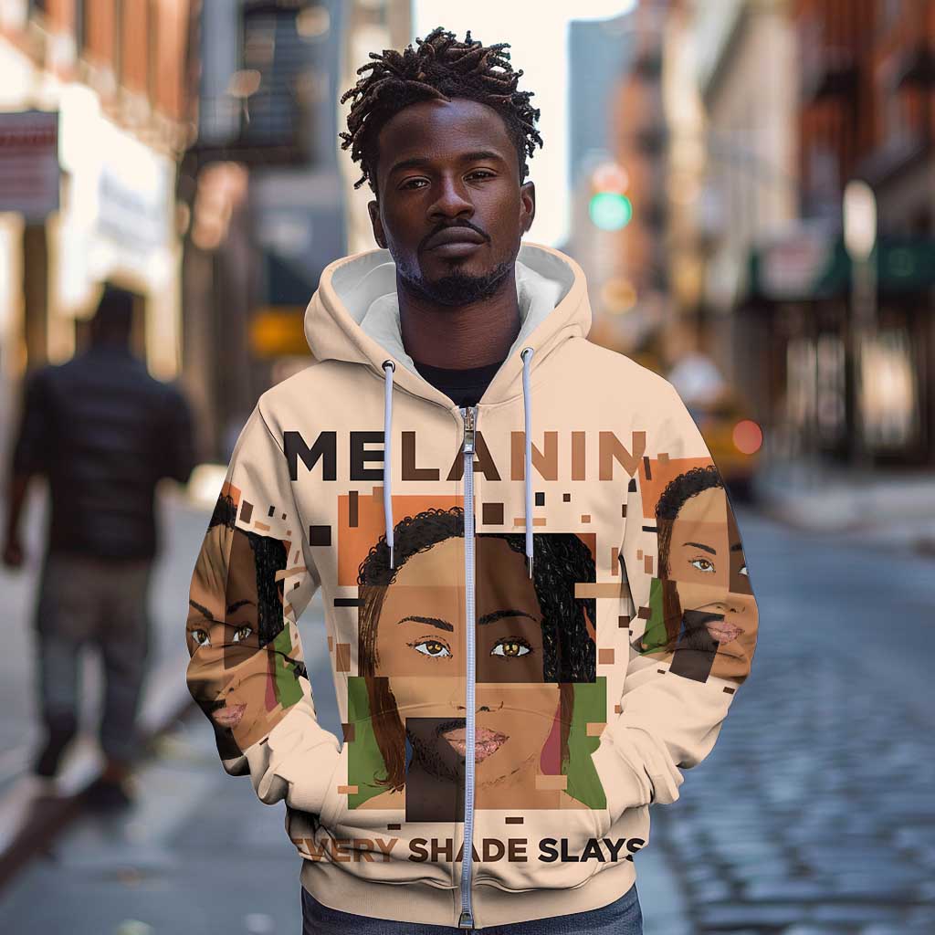 Melanin Every Shade Slays Zip Hoodie Afro Women