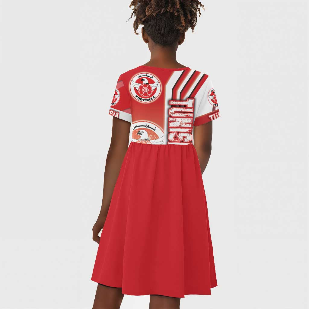 Tunisia Soccer Kid Short Sleeve Dress Eagles of Carthage Football - Road To Champion