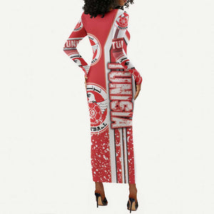 Tunisia Soccer Long Sleeve Bodycon Dress Eagles of Carthage Football - Road To Champion DT03