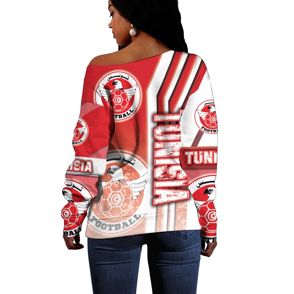 Tunisia Soccer Off Shoulder Sweater Eagles of Carthage Football - Road To Champion