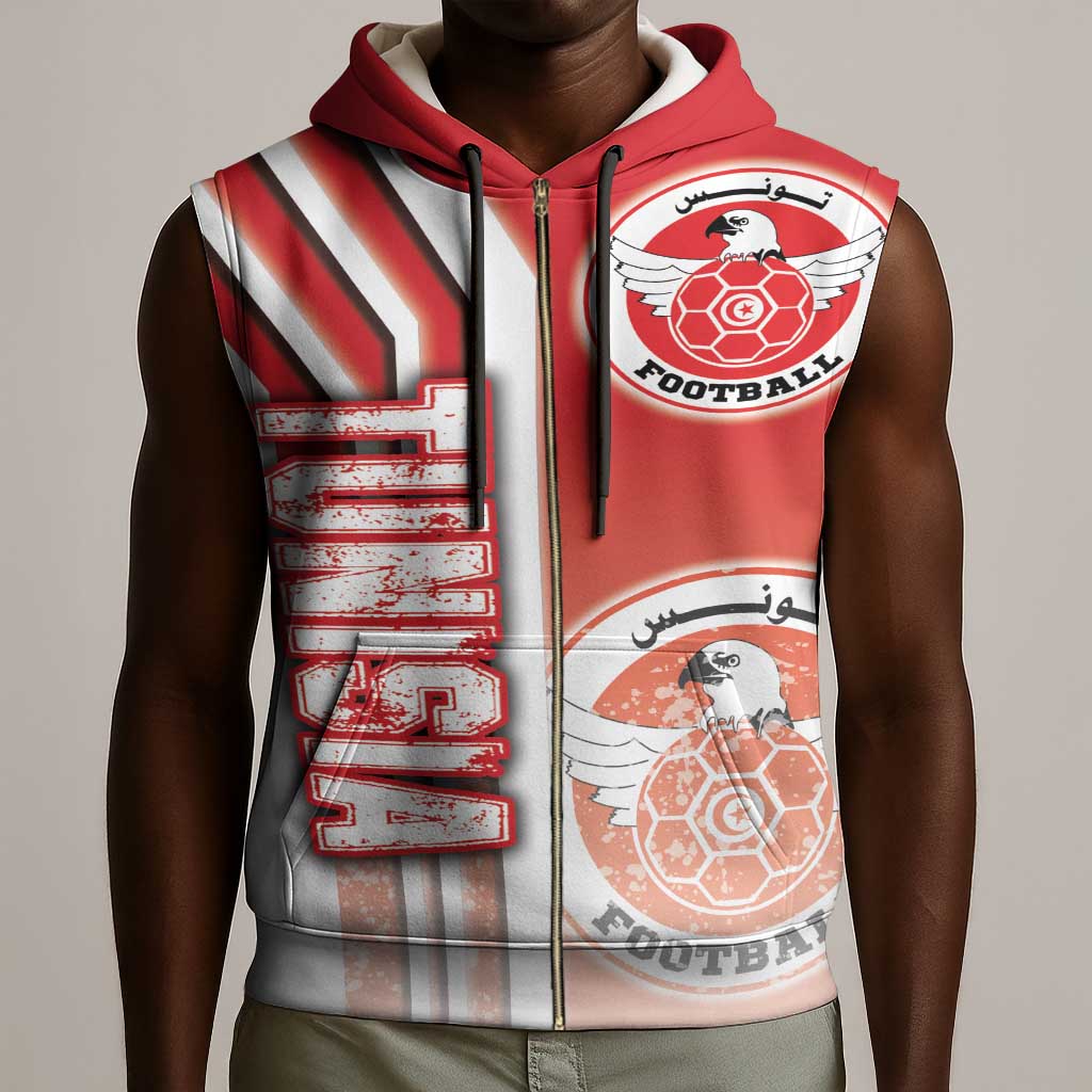 Tunisia Soccer Sleeveless Zip Hoodie Eagles of Carthage Football - Road To Champion - African Pride