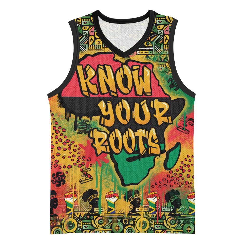 Africa Map Graffiti Basketball Jersey Know You Roots Art Style - African Pride