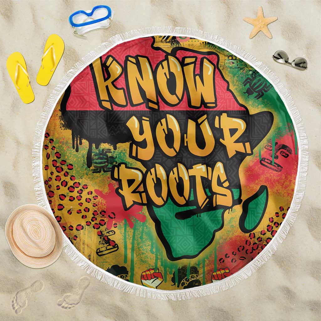 Africa Map Graffiti Beach Blanket Know You Roots Art Style