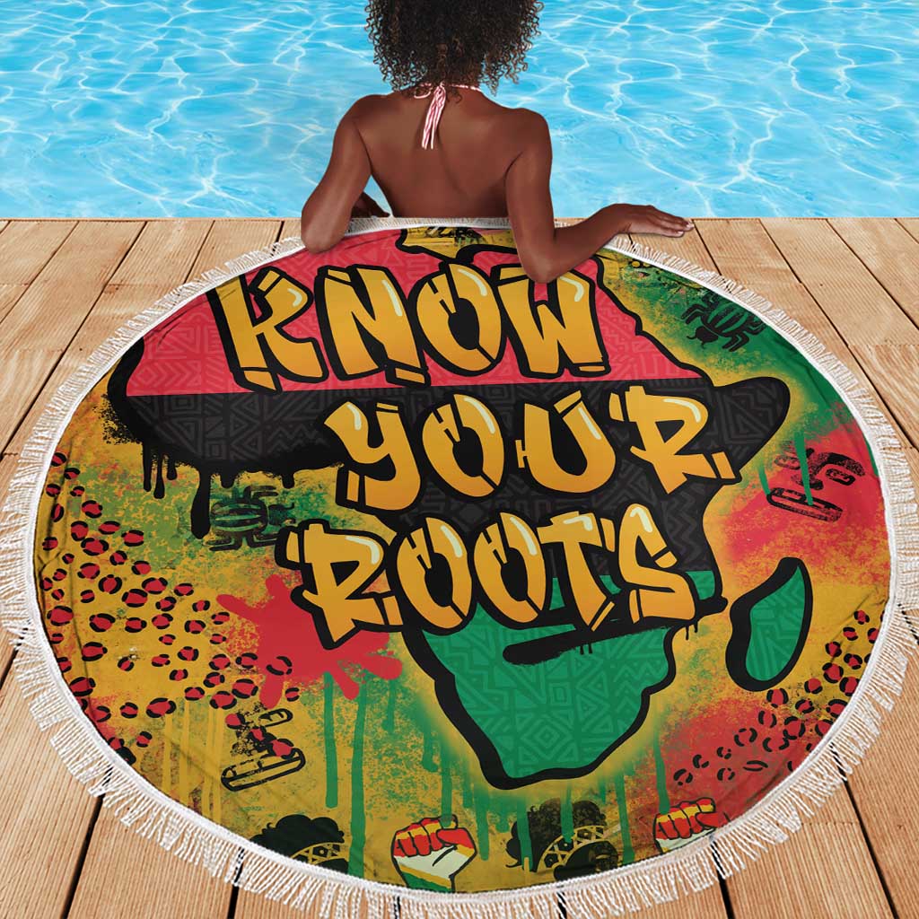 Africa Map Graffiti Beach Blanket Know You Roots Art Style