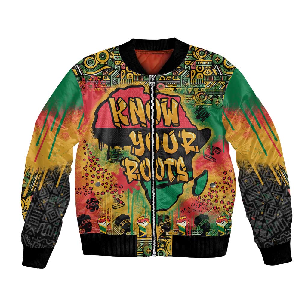 Africa Map Graffiti Bomber Jacket Know You Roots Art Style