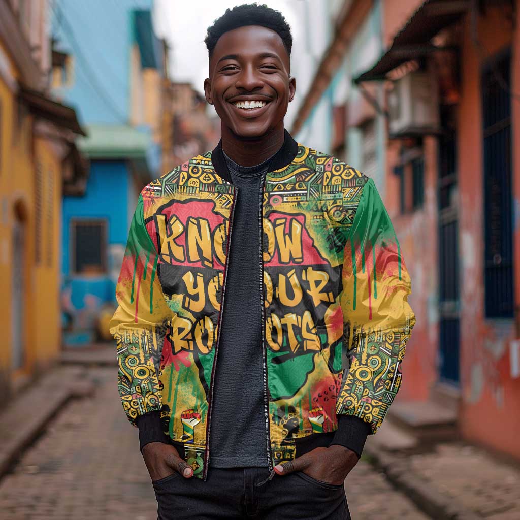 Africa Map Graffiti Bomber Jacket Know You Roots Art Style