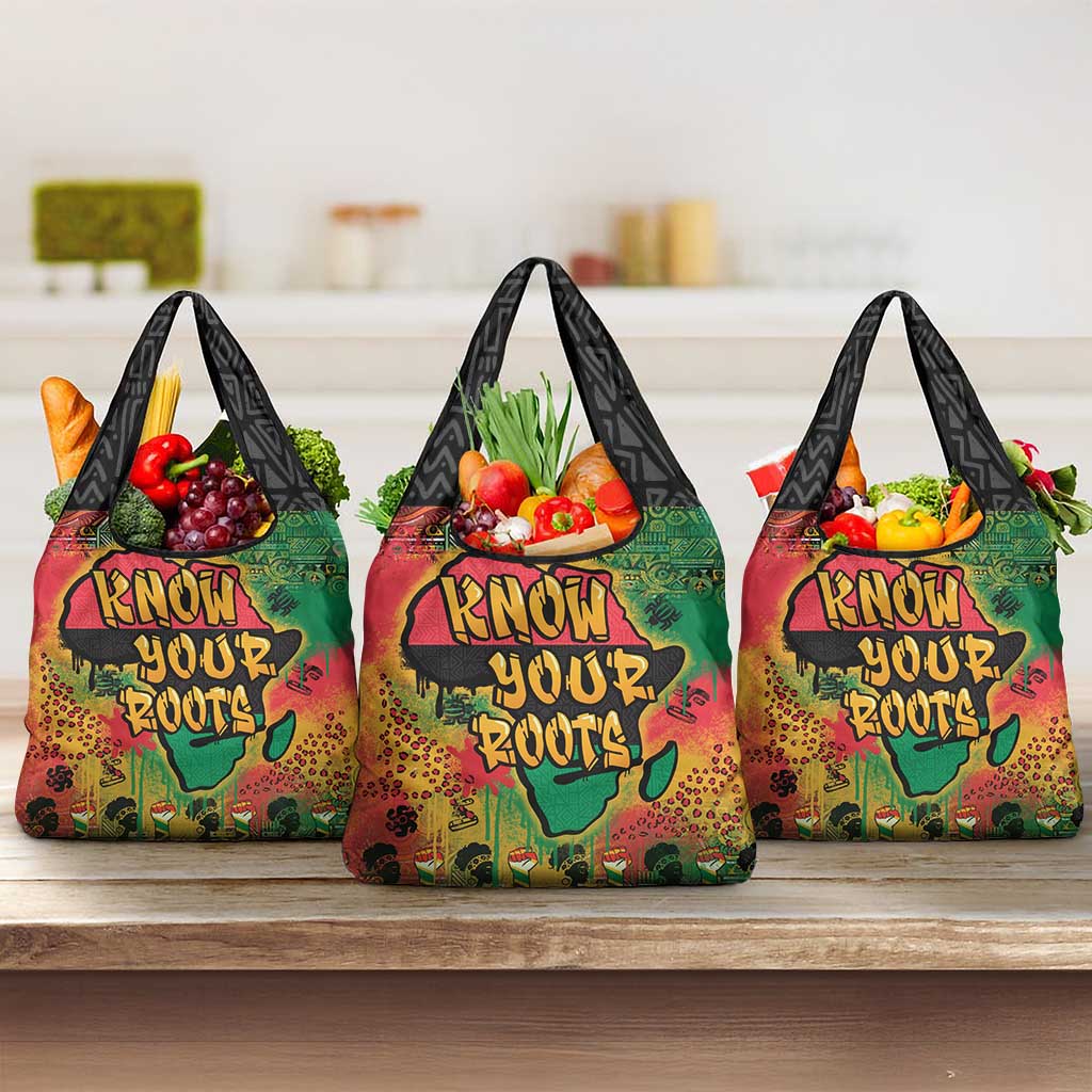Africa Map Graffiti Grocery Bag Know You Roots Art Style